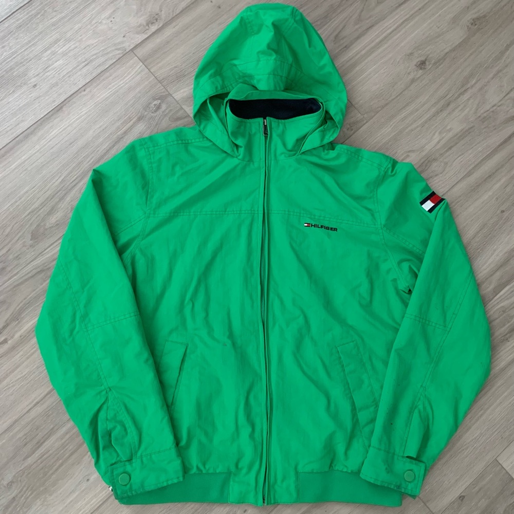 Tommy Hilfiger Green Coat Full Zip Heavy Winter Rain Coat Jacket Men's Size M